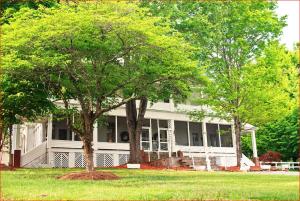 ein weißes Haus mit einem Baum im Hof in der Unterkunft Franklin Terrace Bed and Breakfast in Franklin
