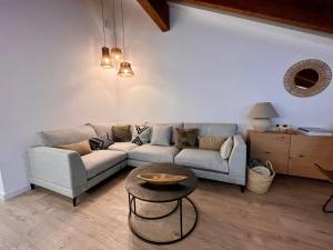 貝納斯克的住宿－BPIRINEOS-Ibón Blanco，客厅配有沙发和桌子