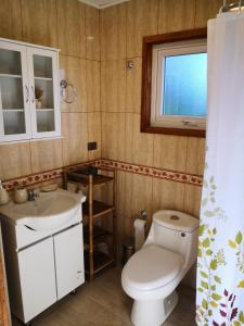 een badkamer met een toilet en een wastafel bij Cabañas Mirador Los Avellanos in Castro