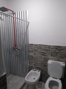 ein Badezimmer mit Toilette und Duschkabine in der Unterkunft Casa Mar de Ostende in Ostende