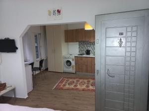 a kitchen with a door leading into a room at Silent Corner 1 in Istanbul