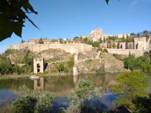 a view of a castle and a body of water at Puerta del Vado Bajo in Toledo