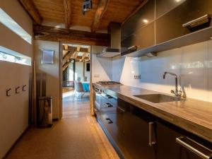 a kitchen with a sink and a counter top at Jager en Hooijmijt in Gouwelaar +19 photos