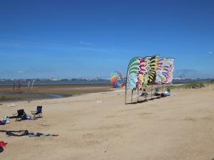 una fila de cometas de colores en una playa en Maison familiale près plage St Brevin, animaux admis, parking privé - FR-1-364-40, en Saint-Brevin-les-Pins 9 fotos más
