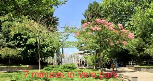 a park with a fountain with the words minutes to yard art at Hotel type rooms on avenue Melikishvili, city center in Tbilisi City