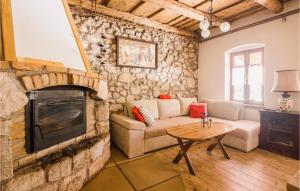 a living room with a couch and a fireplace at Gorgeous Home In Radovanci With Jacuzzi 