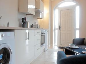 a kitchen with a washer and dryer in a room at The Otton Suite in Dungannon