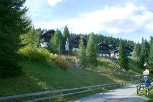 a road with houses on the side of a hill at Alpenhäuser Marcius in Sonnenalpe Nassfeld