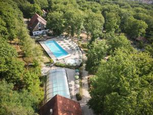 an overhead view of a swimming pool and trees at Huttopia de Wattwiller in Wattwiller