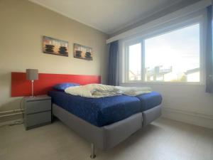 ein Schlafzimmer mit einem Bett und einem großen Fenster in der Unterkunft Wijk de Brabander 62 in Cadzand