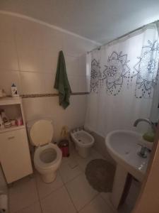 ein Bad mit einem WC und einem Waschbecken in der Unterkunft Monoambiente Evans in Ciudad Lujan de Cuyo