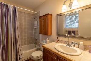 a bathroom with a sink and a toilet and a tub at Grand Panorama in Banner Elk +29 photos