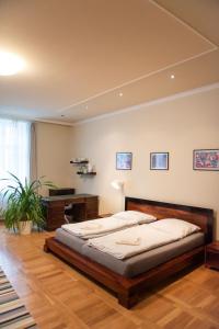Posteľ alebo postele v izbe v ubytovaní velký apartmán (145m2), v historickom centre Bratislavy na pešej zóne