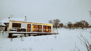 Ranch 66 - Moderní Tiny House Black Swallow ve stylu Route 66 se saunou a bazénem v zime