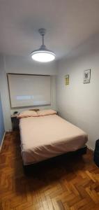 a bedroom with a large bed with a light on it at Habitación en Las Cañitas Palermo el mejor lugar de Bs As in Buenos Aires