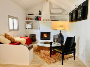 a living room with a couch and a fireplace at La Careza De Mijas - Adults Only in Mijas