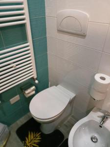 Baño pequeño con aseo y lavamanos en La Torre B&B en Avellino