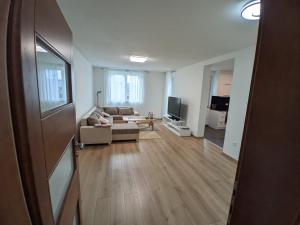 a living room with a couch and a television at Ika LuX apartmani 4* in Sjenica