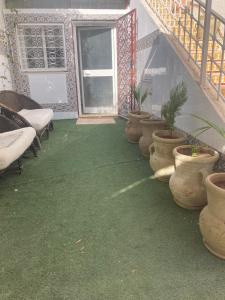 a room with plants in pots on the floor at Studio Marsa in La Marsa