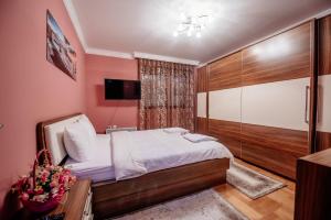 1 dormitorio con 1 cama y TV en la pared en Loft2, en Kolašin