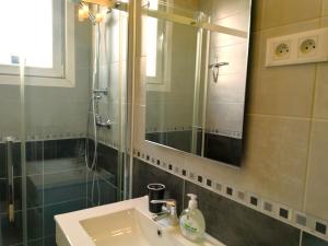 uma casa de banho com um lavatório e um espelho em Le Paisible par Picardie Homes em Soissons