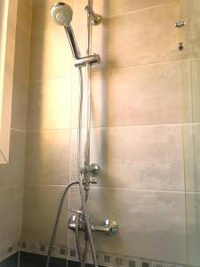 eine Dusche mit Duschkopf im Bad in der Unterkunft Le Paisible par Picardie Homes in Soissons