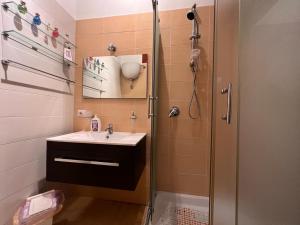 uma casa de banho com um lavatório e um chuveiro em Casa Mami' em Marigliano