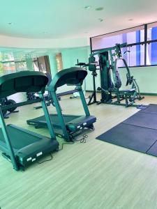a gym with several treadmills and elliptical machines at ibis Styles Sorocaba Santa Rosalia in Sorocaba
