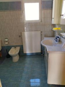 uma casa de banho com um lavatório e um WC em Zoi Country Home by Eutopia em Ioannina