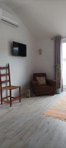 a living room with a couch and a chair at SulSeixe Guesthouse in Odeceixe