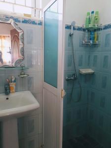 a bathroom with a shower and a sink at Villa GRAND BAIE LA CROISETTE in Grand-Baie