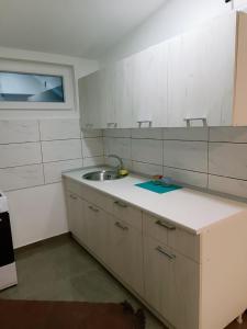 a kitchen with a sink and a counter top at Apartmani Mir A3 in Vrnjačka Banja