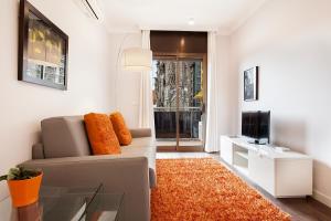 uma sala de estar com um sofá e uma televisão em Suites4days Provenza Apartment em Barcelona