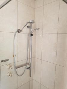 a shower with a glass door in a bathroom at Australian Heritage Motor Inn in Dubbo