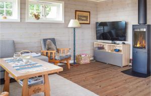 uma sala de estar com lareira e televisão em 3 Bedroom Stunning Home In Sjusjen em Sjusjøen