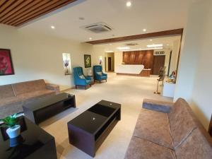 ディブルガルにあるHOTEL GOLDEN ORCHIDのリビングルーム(ソファ、椅子、ベッド付)