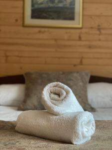 Postel nebo postele na pokoji v ubytování Pokoje Gościnne Przy Drodze