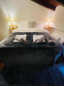 Säng eller sängar i ett rum på Parnassos Snow Hill Chalet