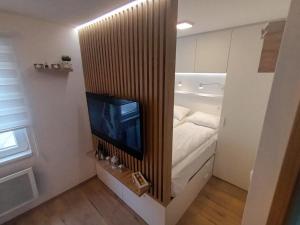 a small room with a tv and a small bed at Acero Verde Jahorina in Jahorina
