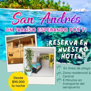 聖安德烈斯的住宿－Hostel Stingray，海滩上房子的传单
