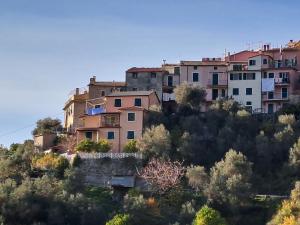 un grupo de casas en una colina con árboles en Casa di Gian en Levanto