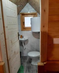 a small bathroom with a toilet and a sink at Konaci Očeva Zemlja in Mojkovac