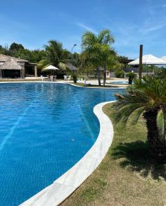 einen großen blauen Pool mit einer Palme in der Unterkunft Iloa Resort in Barra de São Miguel