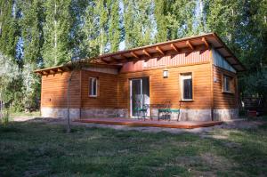 Cabaña de madera con terraza en un campo en Uco Carpe Diem en La Consulta