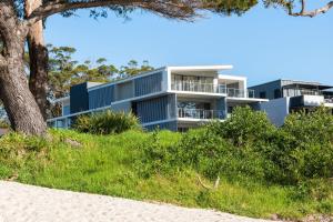 a house on the beach with a tree at Escape to Serenity by Experience Jervis Bay in Huskisson