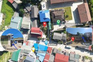 un collage de fotos de una ciudad con edificios en Lo Lo Homestay & Cafe Meo Vac en Mèo Vạc
