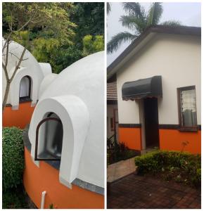 two pictures of a house with an orange and white at Dome Home Accommodation in Nelspruit