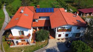 an overhead view of a house with an orange roof at Pri Martinovih in Deskle