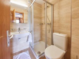 a bathroom with a shower and a toilet and a sink at Chalet Genepi by Interhome in Les Collons