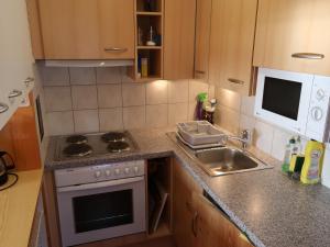 a small kitchen with a sink and a stove at Apartment Montana by Interhome in Langwies
